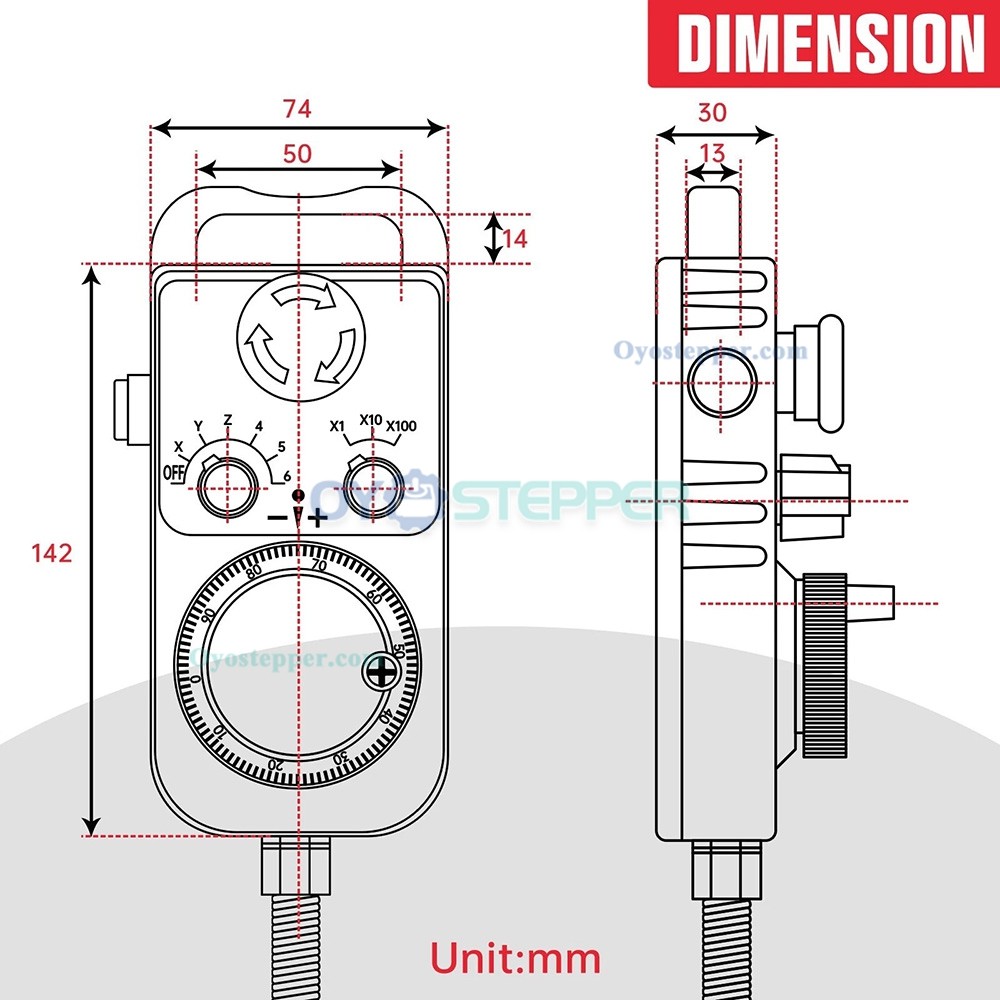 6 Axis / 4 Axis CNC Handwheel MPG Pendant 100 PPR with E-Stop For CNC Router Machine